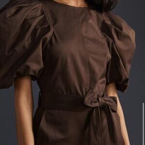 En Saison Brown Puff Sleeve Jumpsuit